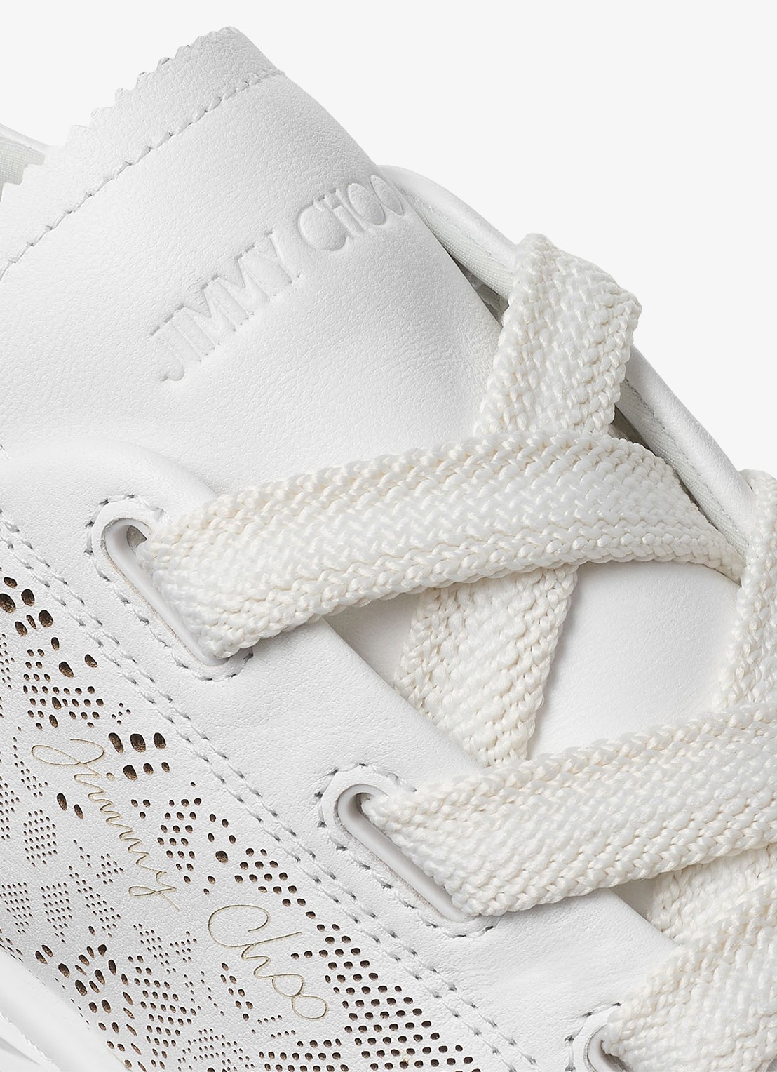 Jimmy Choo Diamond Light Flex/F sneaker van lamsleer met opengewerkt dessin - detail 3 wit