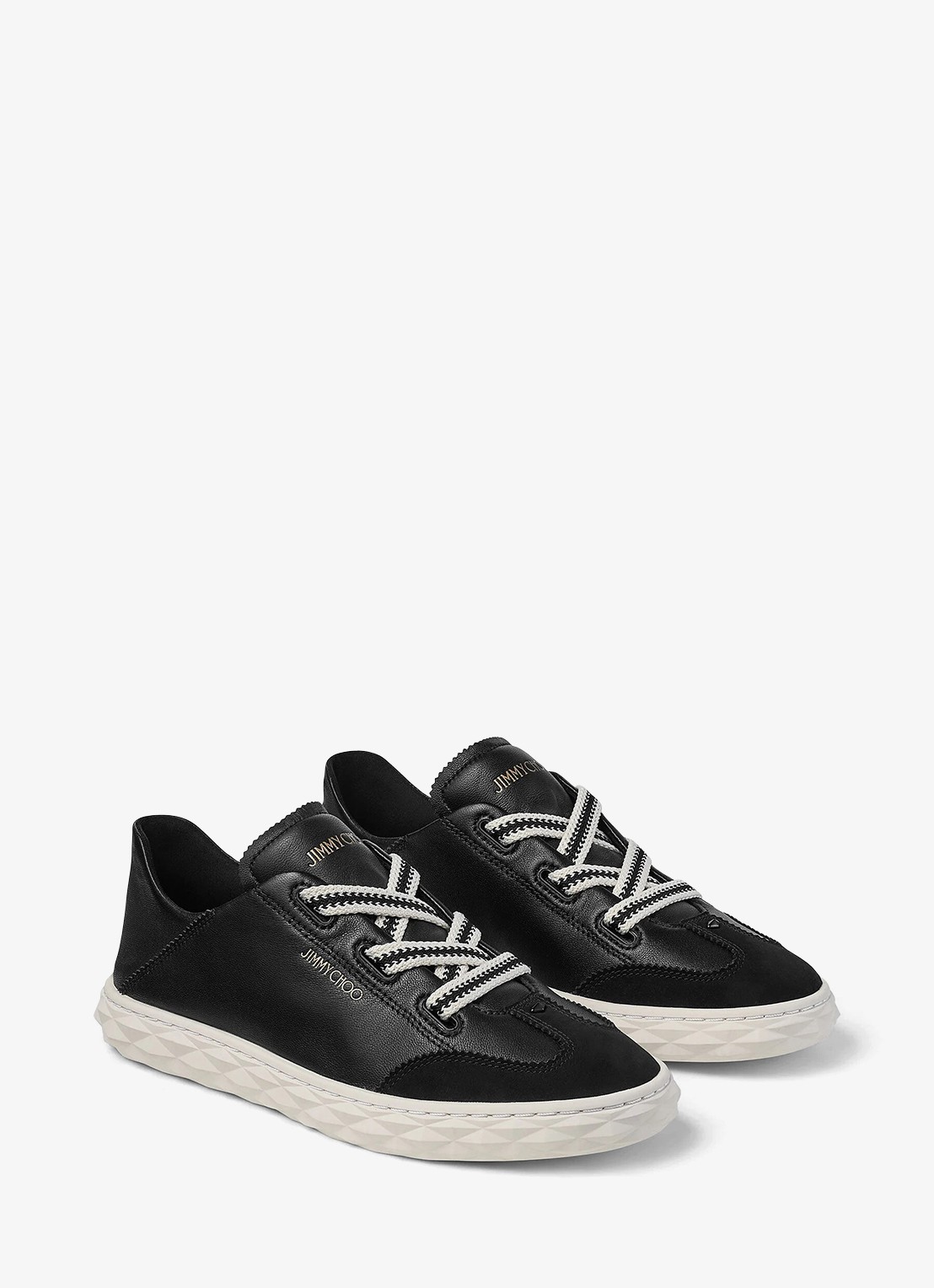Jimmy Choo Diamond Light Flex/F sneaker van lamsleer met suède details - detail zwart