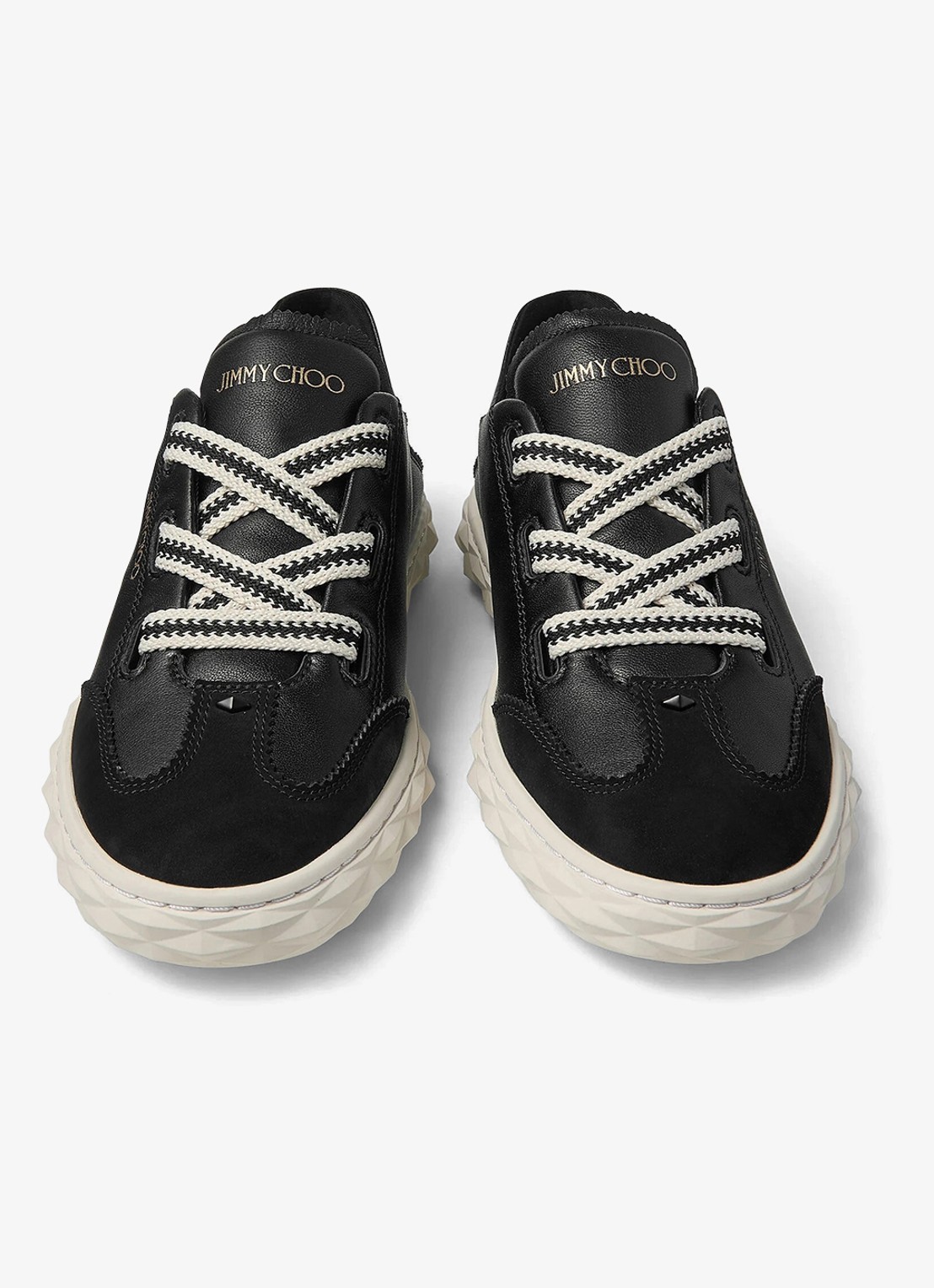 Jimmy Choo Diamond Light Flex/F sneaker van lamsleer met suède details - detail 2 zwart