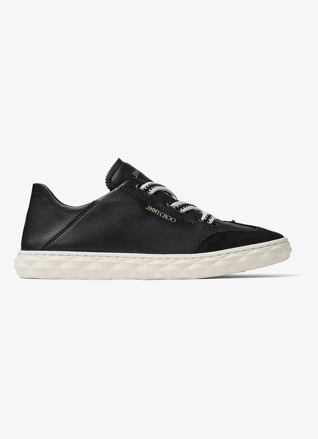 Jimmy Choo Diamond Light Flex/F sneaker van lamsleer met suède details - voorkant 4 zwart