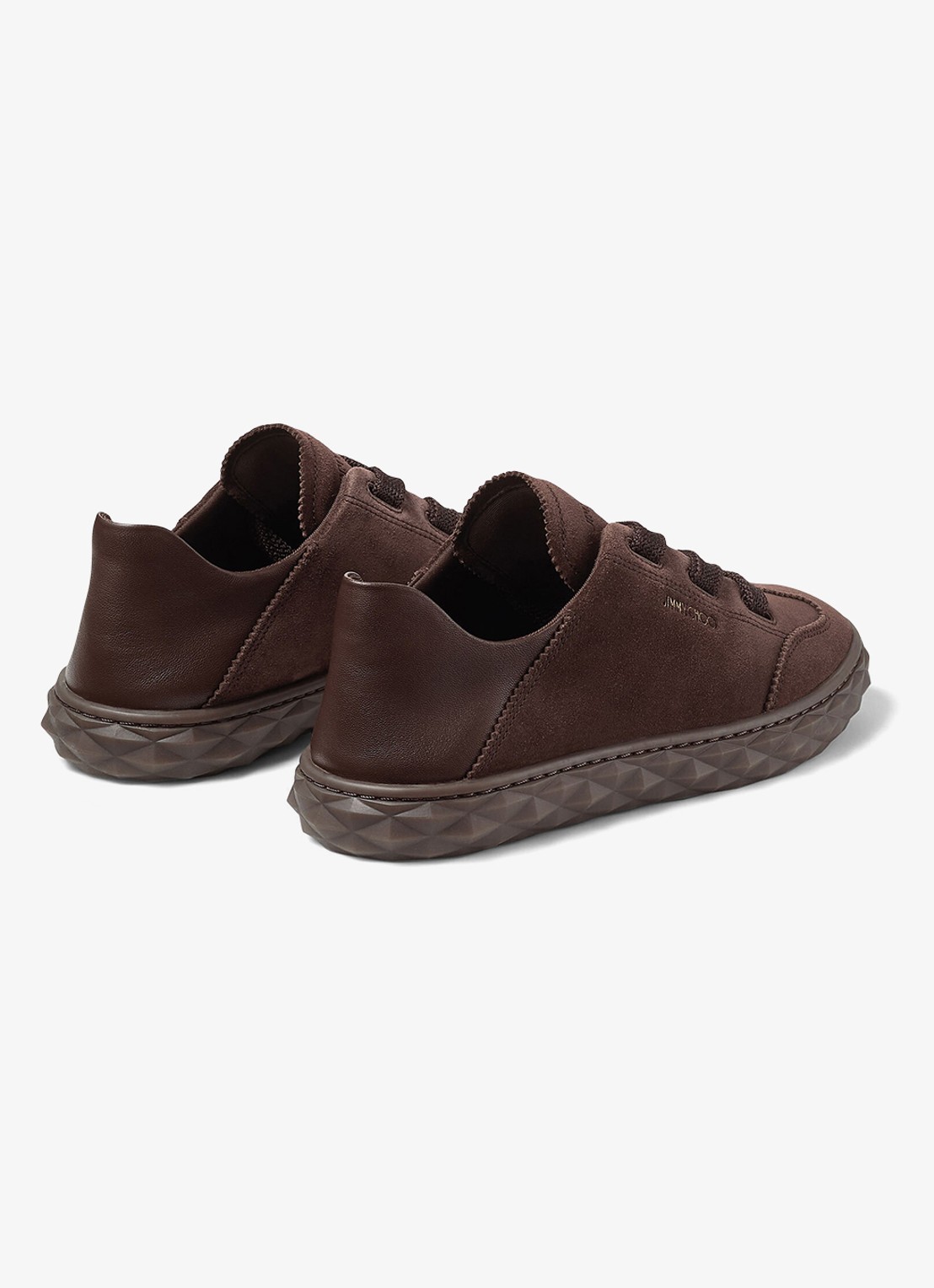 Jimmy Choo Diamond Light Flex/F sneaker van lamssuède - achterkant donkerbruin