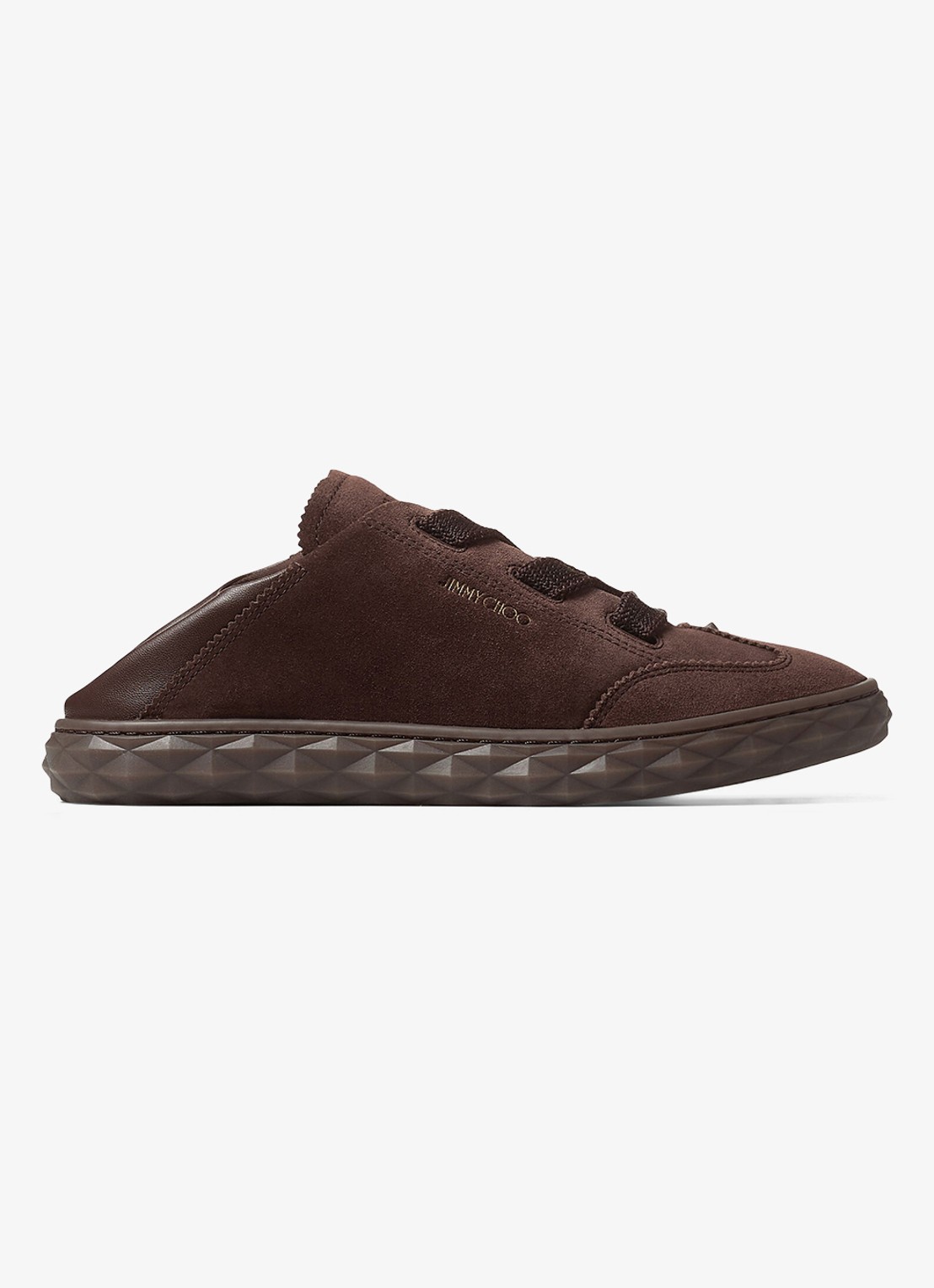 Jimmy Choo Diamond Light Flex/F sneaker van lamssuède - detail 2 donkerbruin