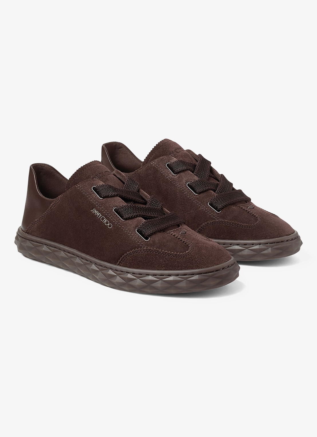 Jimmy Choo Diamond Light Flex/F sneaker van lamssuède - voorkant 6 donkerbruin
