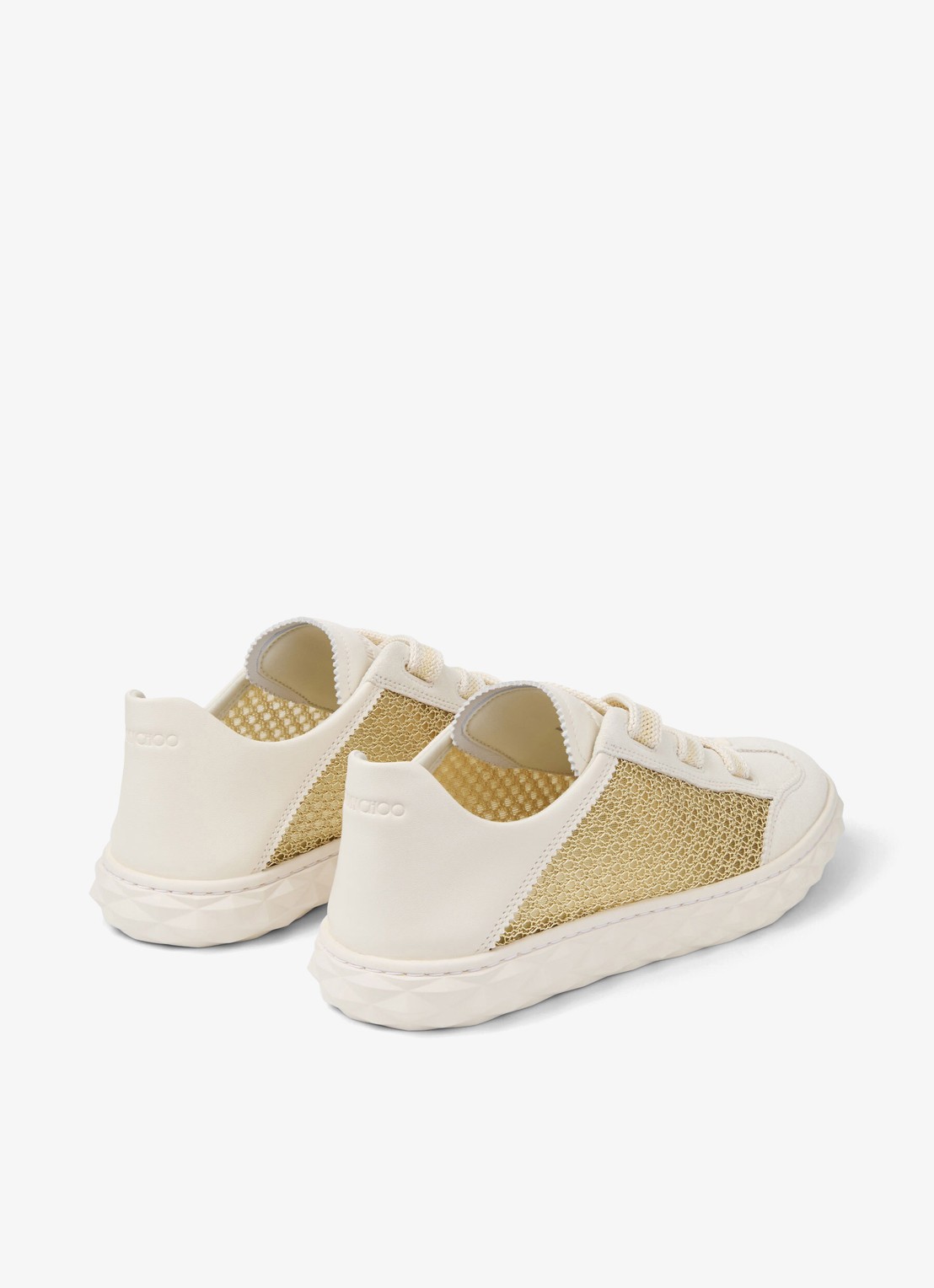 Jimmy Choo Diamond Light Flex/F sneaker van leer met mesh details - achterkant 6 gebroken wit