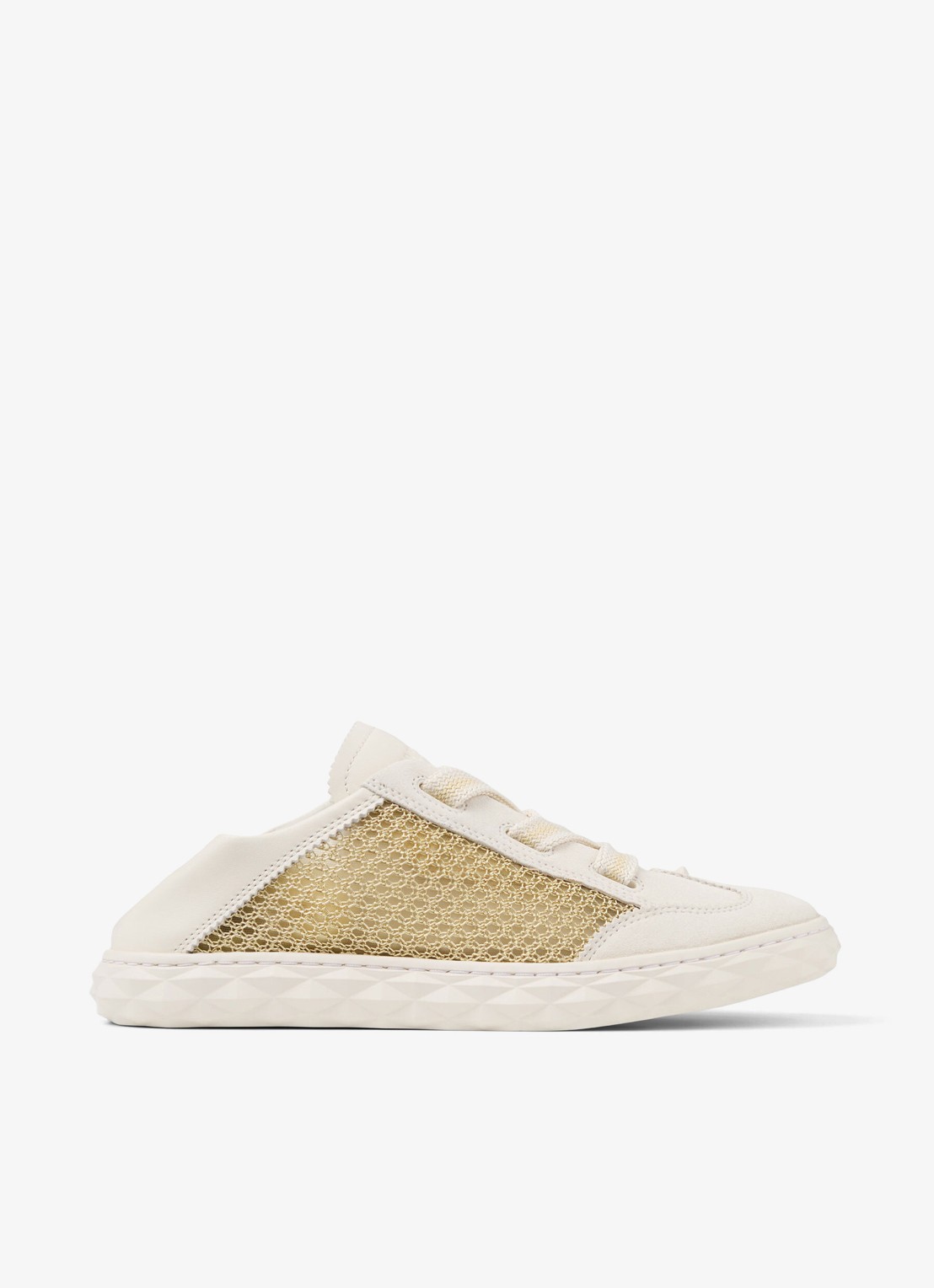 Jimmy Choo Diamond Light Flex/F sneaker van leer met mesh details - detail 2 gebroken wit