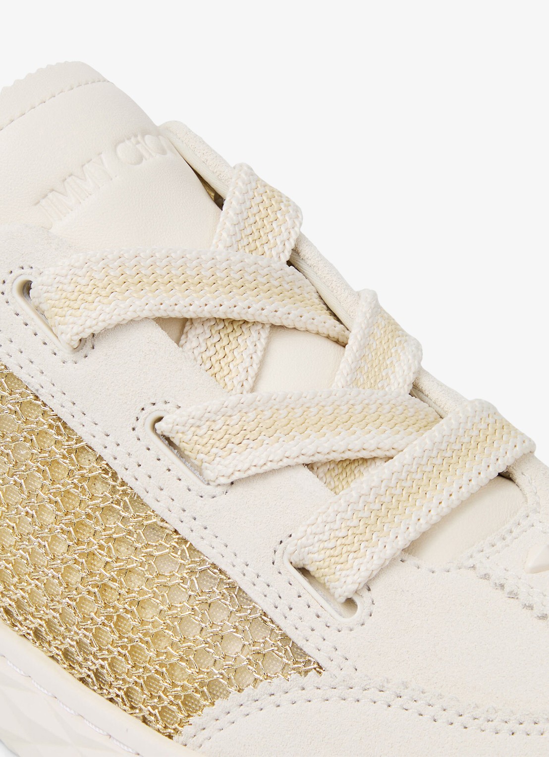 Jimmy Choo Diamond Light Flex/F sneaker van leer met mesh details - detail 4 gebroken wit