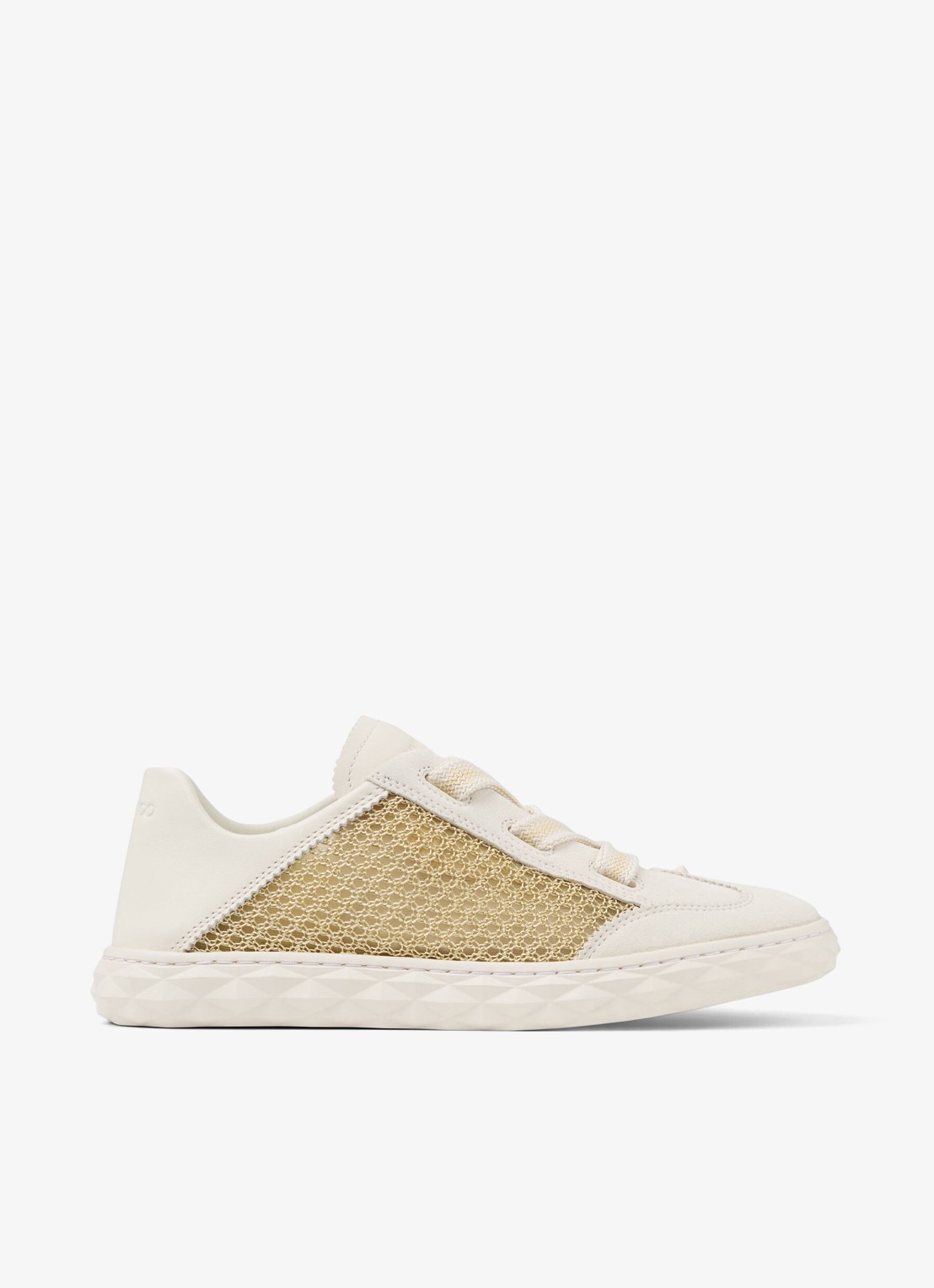 Jimmy Choo Diamond Light Flex/F sneaker van leer met mesh details - voorkant 7 gebroken wit