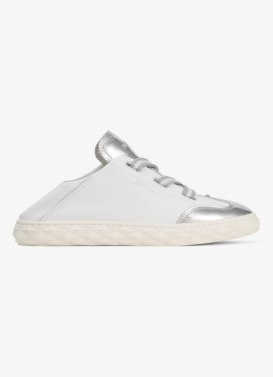 Jimmy Choo Diamond Light Flex/F sneaker van leer met metallic finish - detail 4 wit
