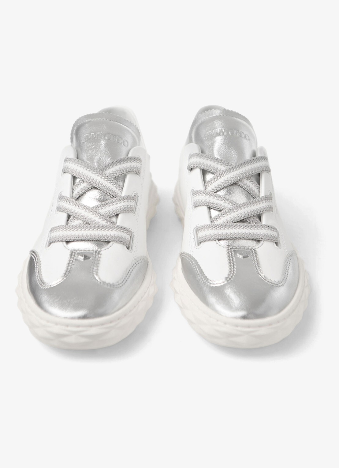 Jimmy Choo Diamond Light Flex/F sneaker van leer met metallic finish - detail 5 wit