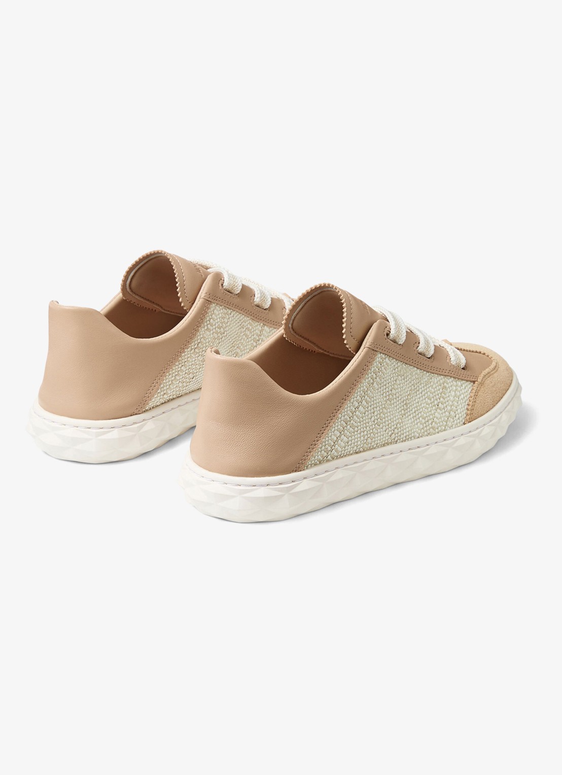Jimmy Choo Diamond Light Flex/F sneaker van leer met raffia details - achterkant 5 beige