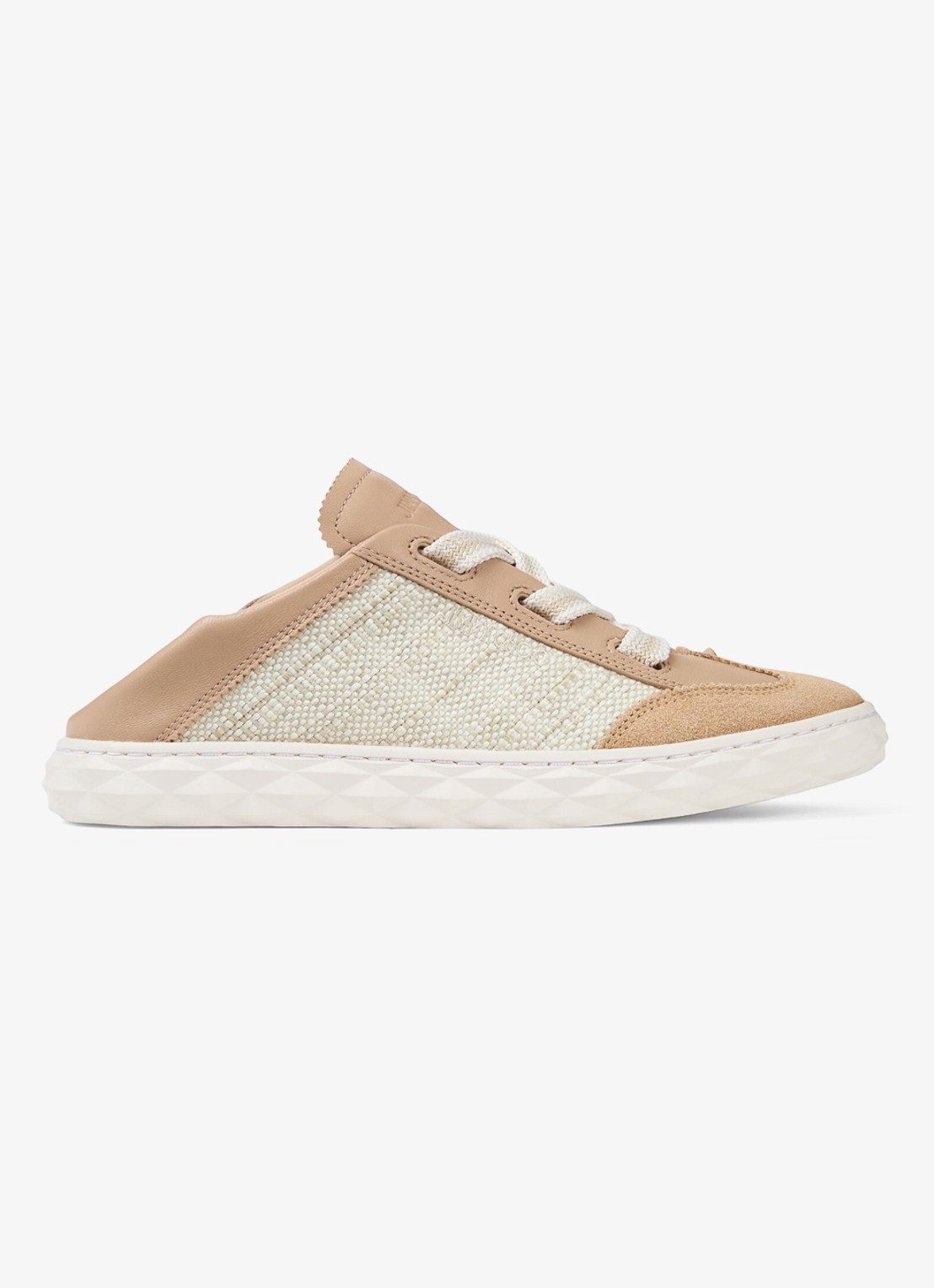Jimmy Choo Diamond Light Flex/F sneaker van leer met raffia details - detail 2 beige
