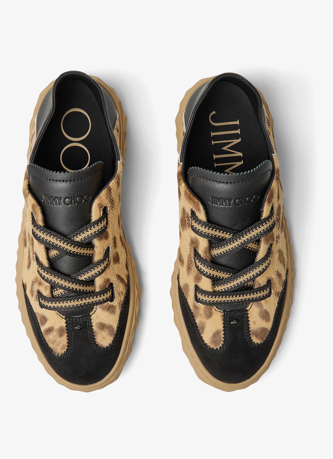 Jimmy Choo Diamond Light Flex/F sneaker van leer met suède details - detail 3 lichtbruin