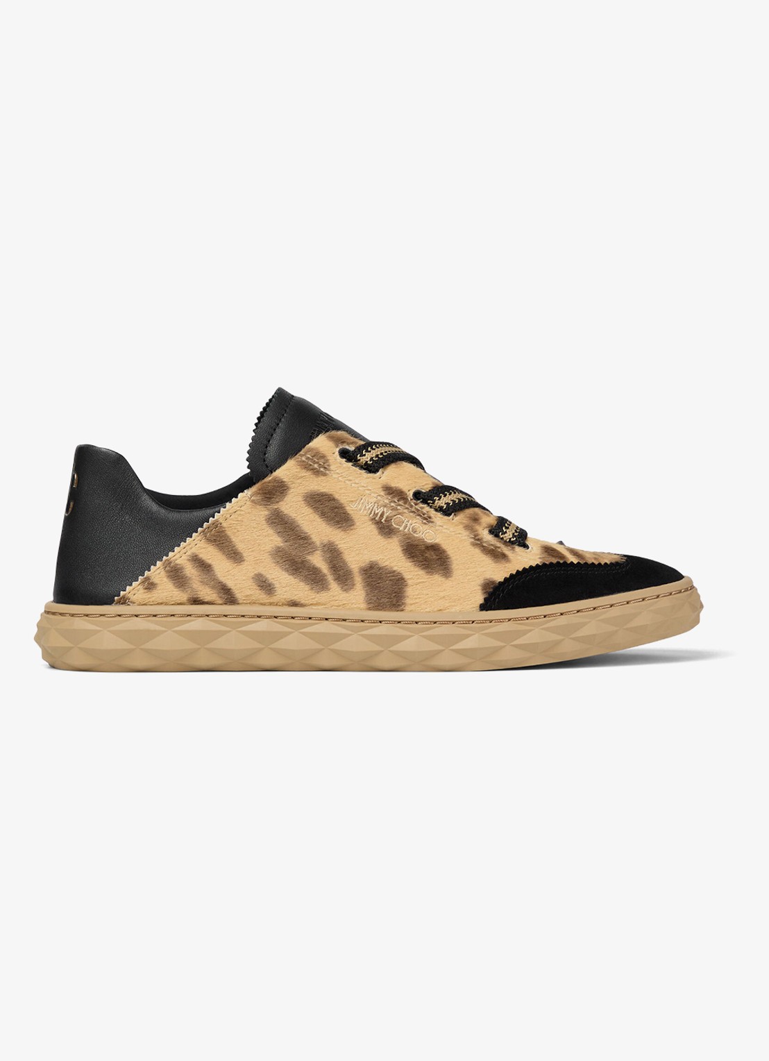 Jimmy Choo Diamond Light Flex/F sneaker van leer met suède details - voorkant 5 lichtbruin