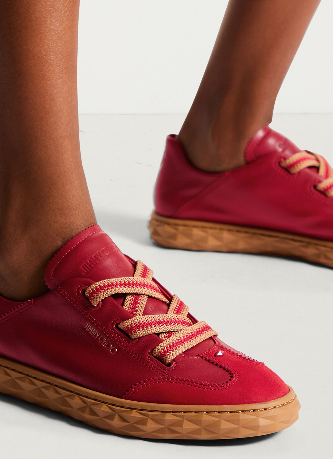 Jimmy Choo Diamond Light Flex/F sneaker van leer - voorkant 7 rood
