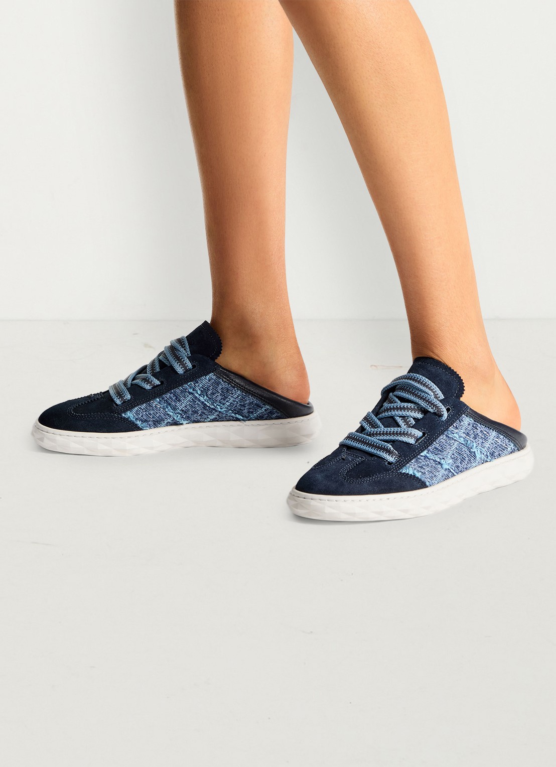 Jimmy Choo Diamond Light Flex/F sneaker van leer - detail 6 donkerblauw