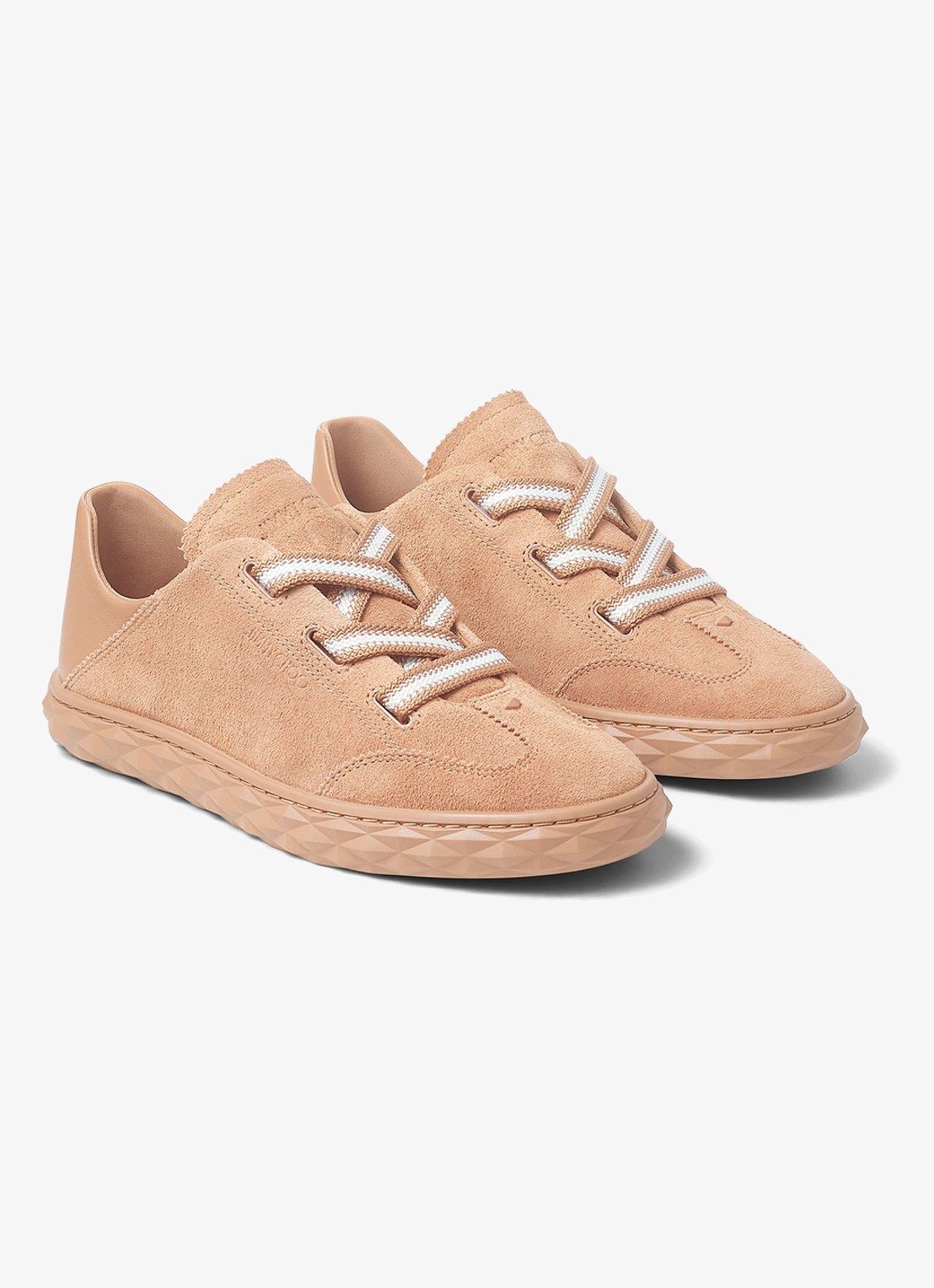 Jimmy Choo Diamond Light Flex/F sneaker van suède - voorkant 2 lichtbruin