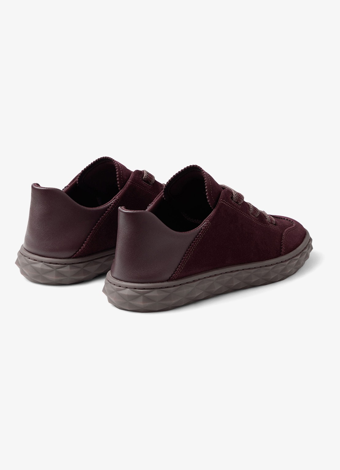 Jimmy Choo Diamond Light Flex/F sneaker van suède - achterkant 3 donkerrood