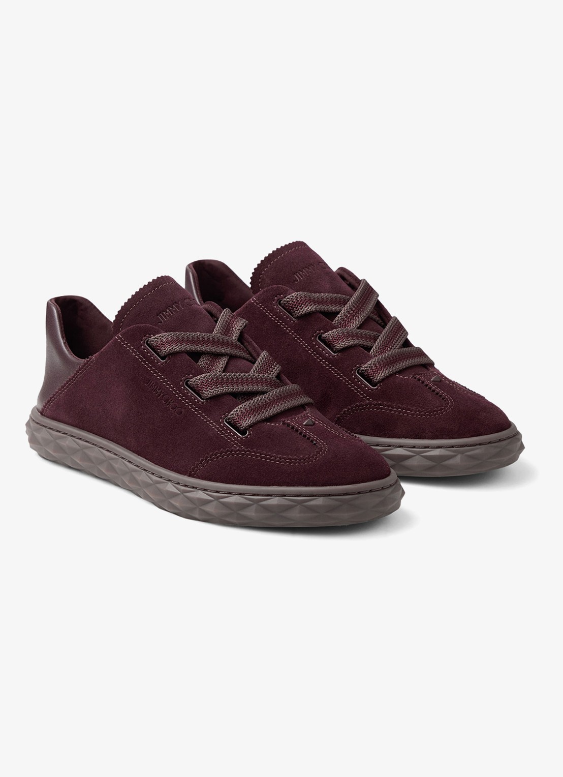 Jimmy Choo Diamond Light Flex/F sneaker van suède - voorkant 5 donkerrood