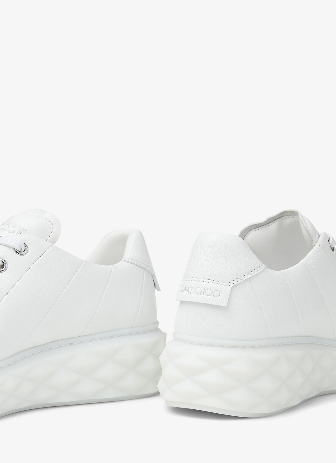 Jimmy Choo Diamond Light Maxi/F sneaker van leer - detail 4 wit