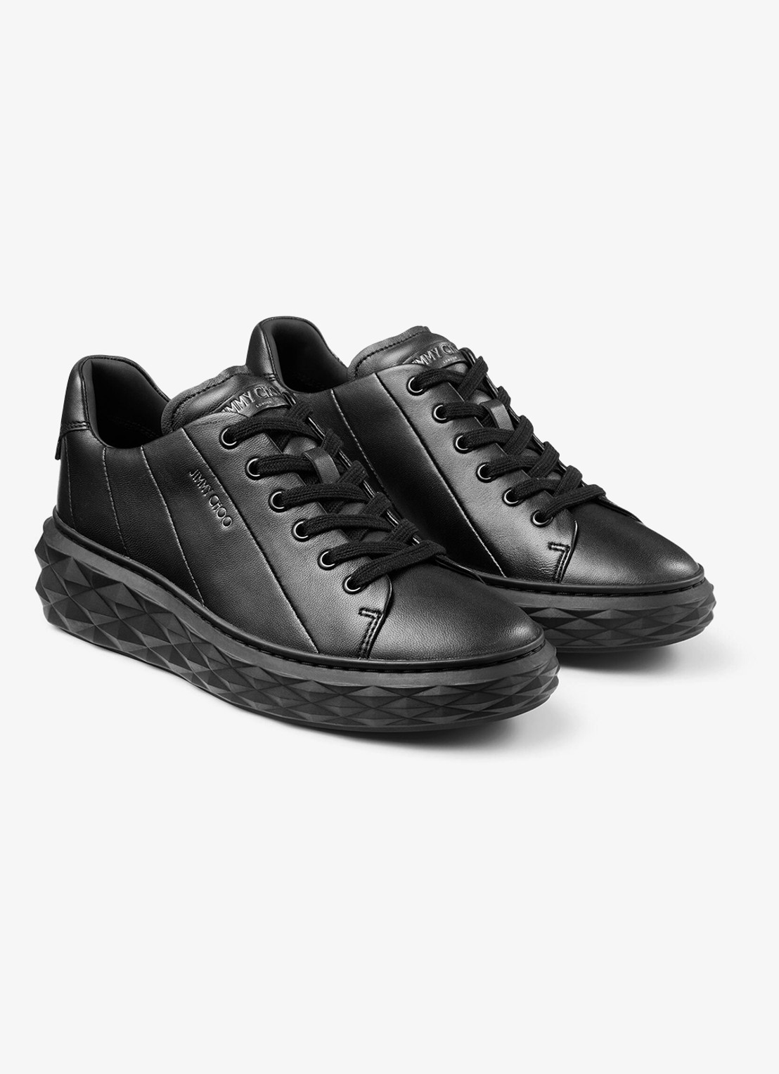 Jimmy Choo Diamond Light Maxi/F sneaker van leer - voorkant 2 zwart