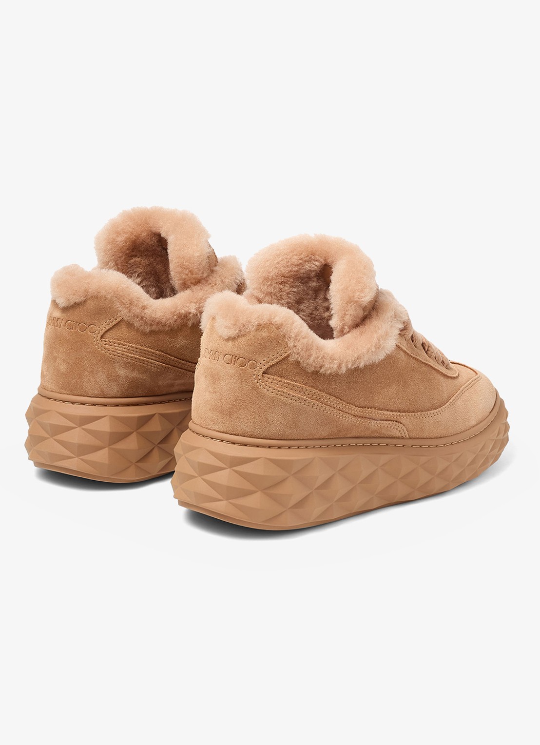 Jimmy Choo Diamond Maxi Retro/F sneaker van suède - achterkant 5 lichtbruin