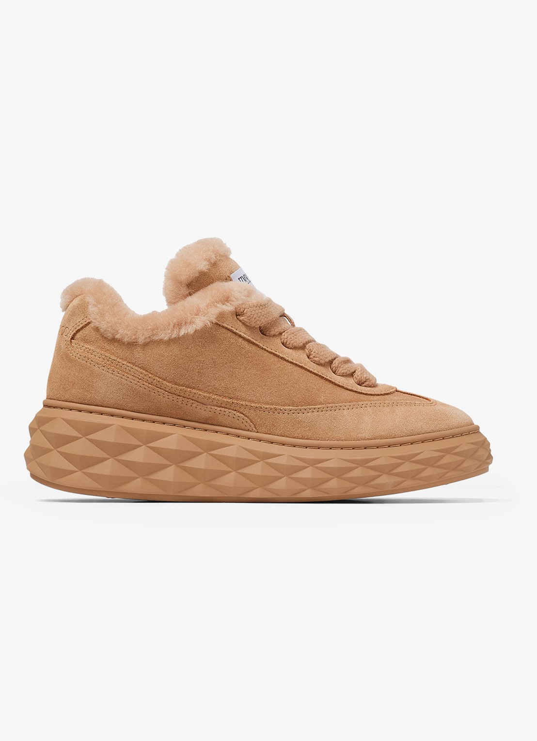Jimmy Choo Diamond Maxi Retro/F sneaker van suède - voorkant 3 lichtbruin