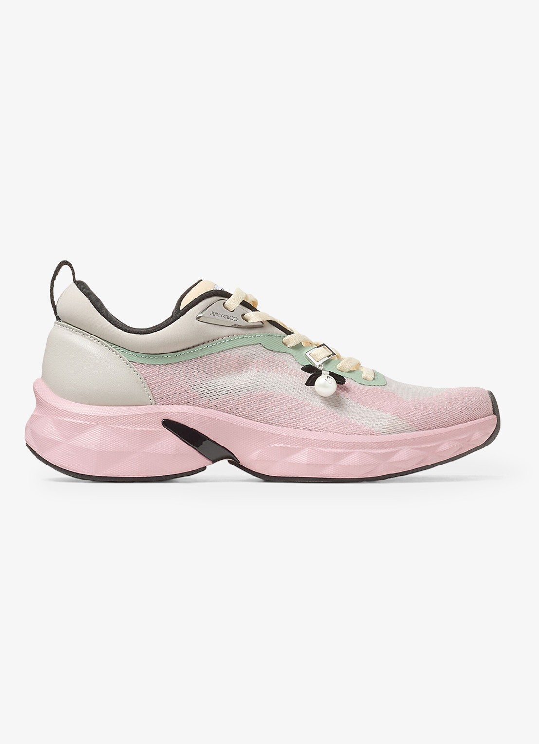 Jimmy Choo Diamond Run/F sneaker met lamsleren details - voorkant roze