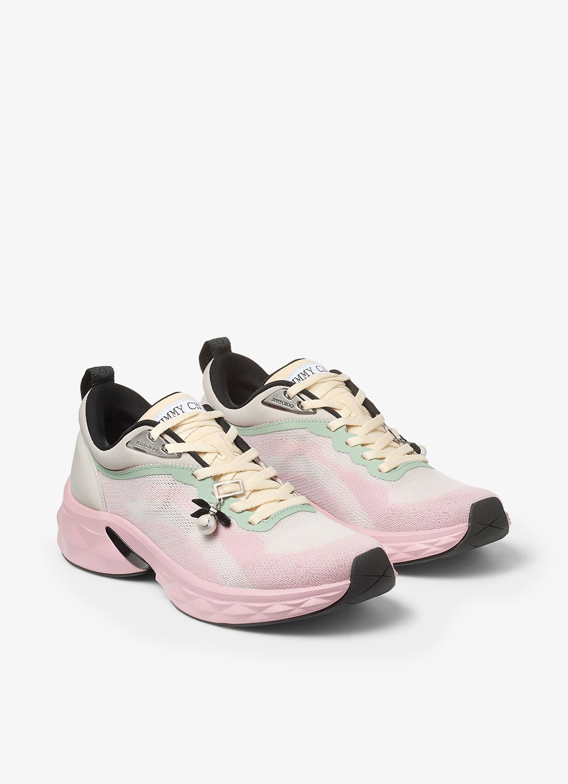 Jimmy Choo Diamond Run/F sneaker met lamsleren details - voorkant 2 roze