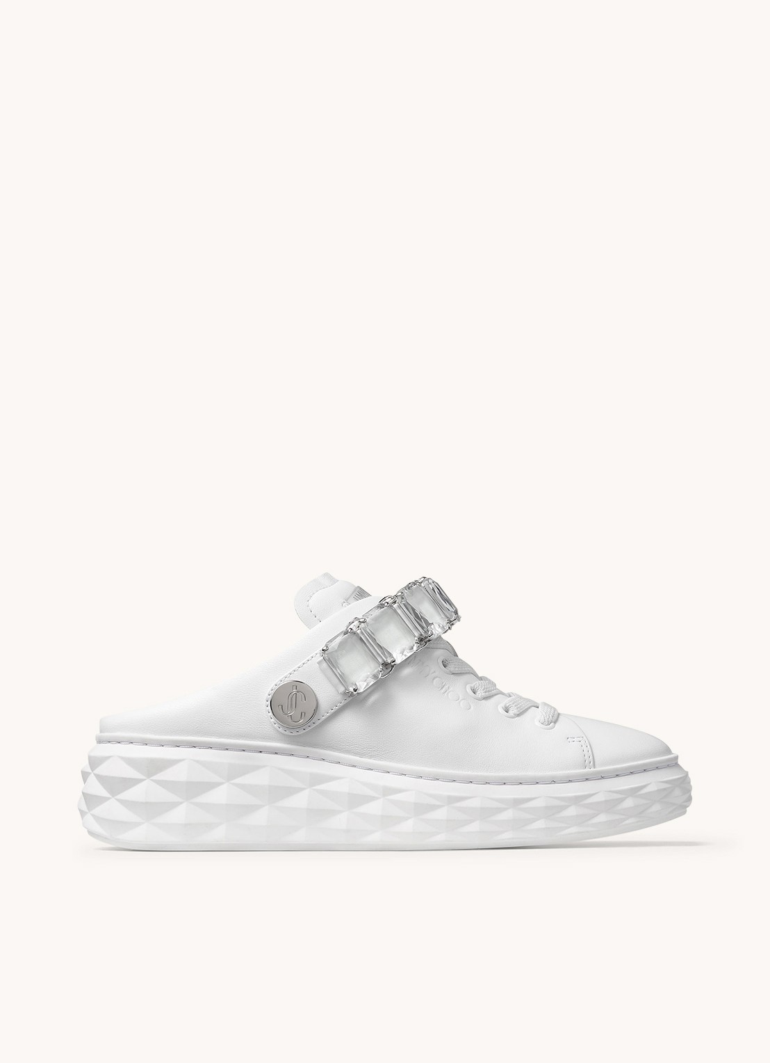 Jimmy Choo Diamond Sling sneaker met strass en kalfsleren details - detail wit