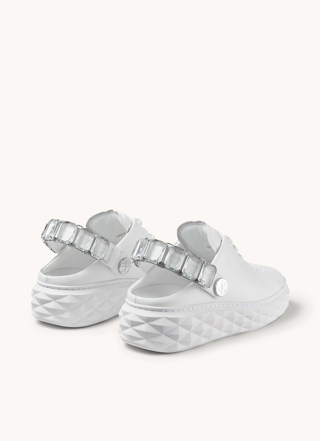 Jimmy Choo Diamond Sling sneaker met strass en kalfsleren details - detail 3 wit
