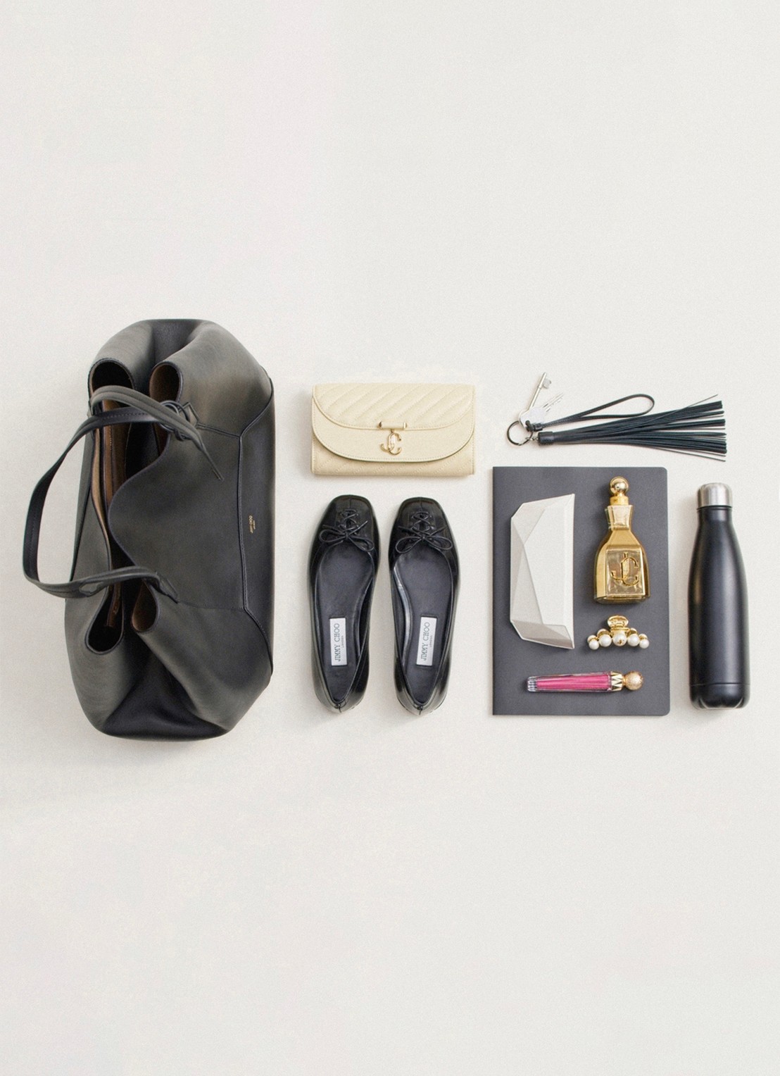 Jimmy Choo Diamond Tote/L shopper van kalfsleer - detail 4 zwart