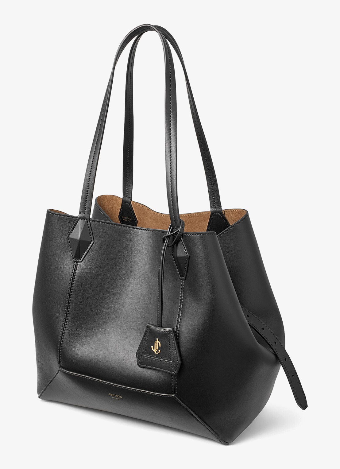 Jimmy Choo Diamond Tote/M shopper van kalfsleer - detail zwart