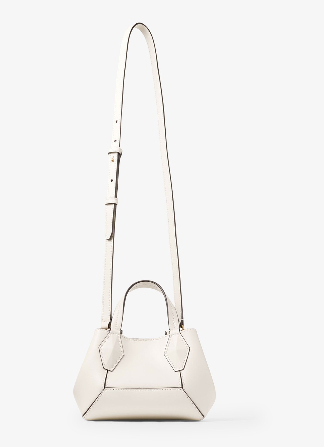 Jimmy Choo Diamond Tote/XS handtas van kalfsleer - achterkant 3 gebroken wit