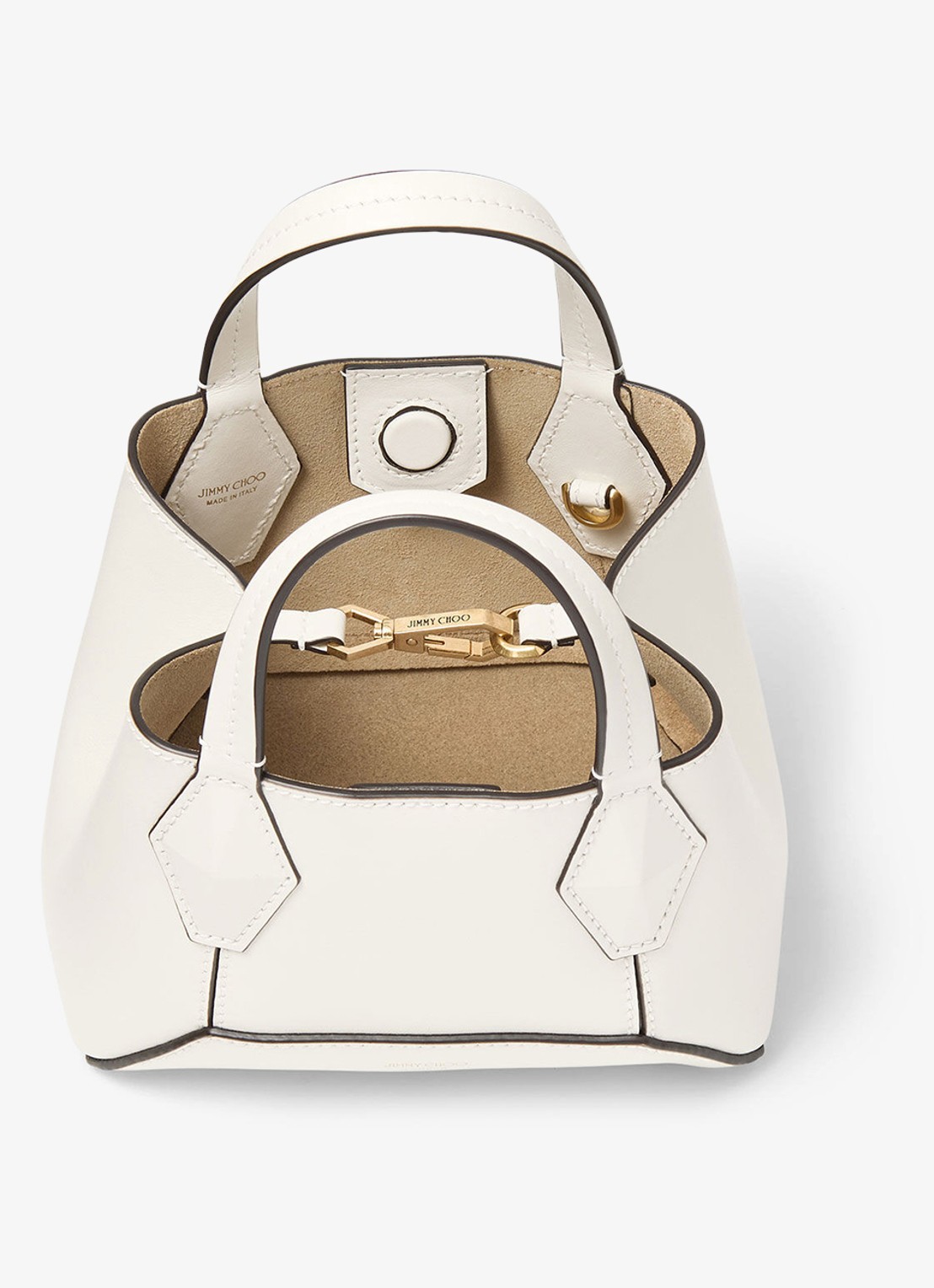 Jimmy Choo Diamond Tote/XS handtas van kalfsleer - detail 4 gebroken wit