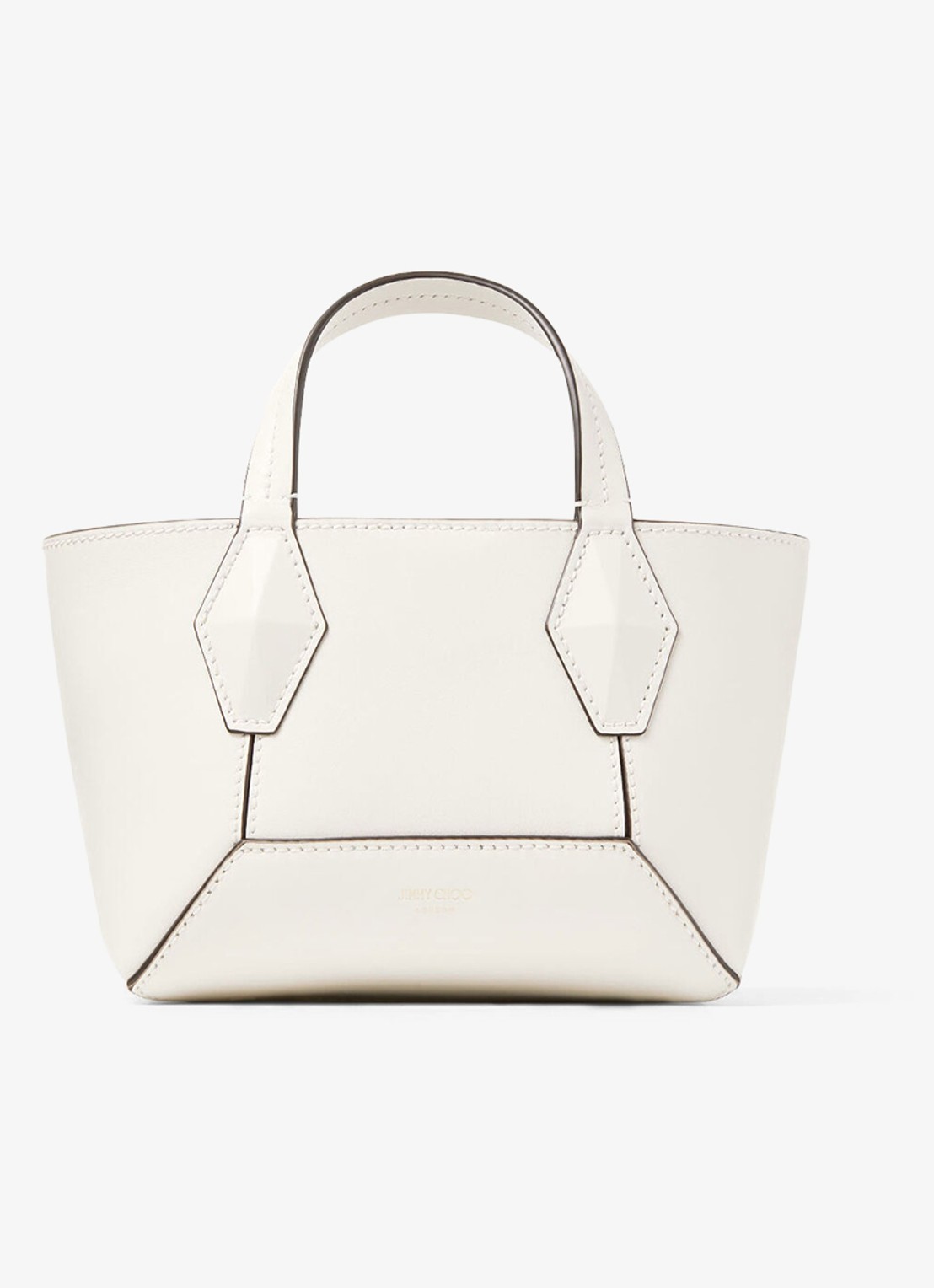 Jimmy Choo Diamond Tote/XS handtas van kalfsleer - voorkant gebroken wit