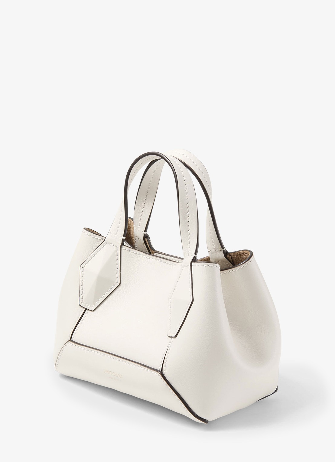 Jimmy Choo Diamond Tote/XS handtas van kalfsleer - voorkant 2 gebroken wit