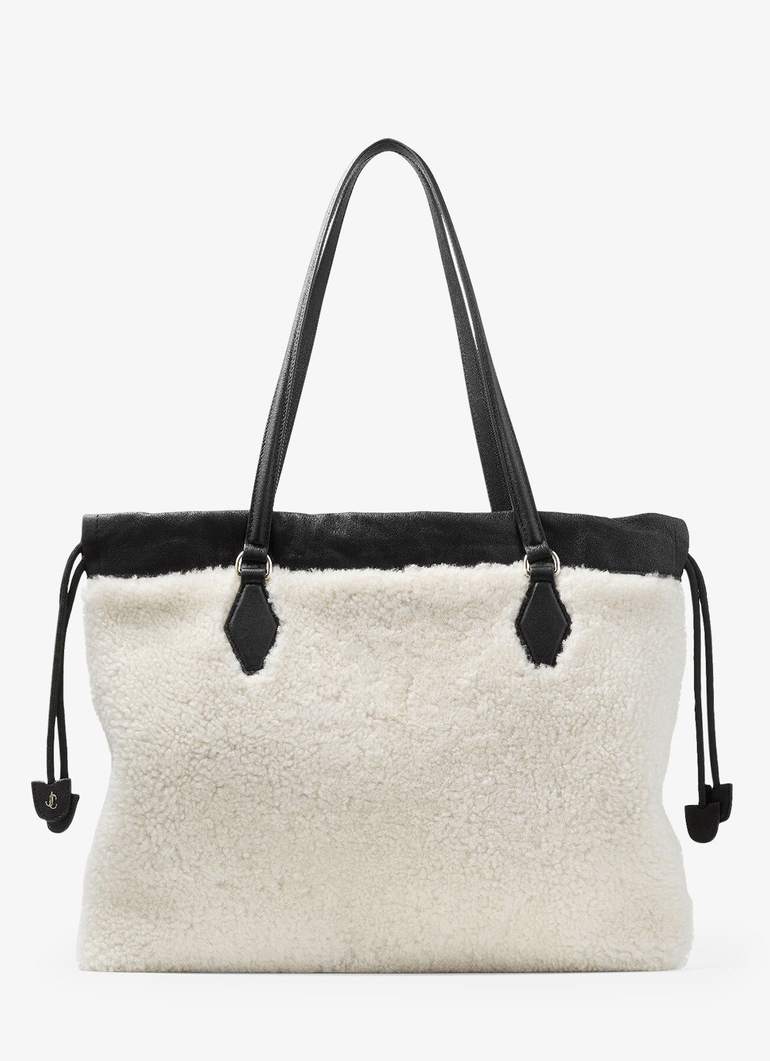 Jimmy Choo Drawstring Tote/M shopper van schapenleer - achterkant 5 gebroken wit