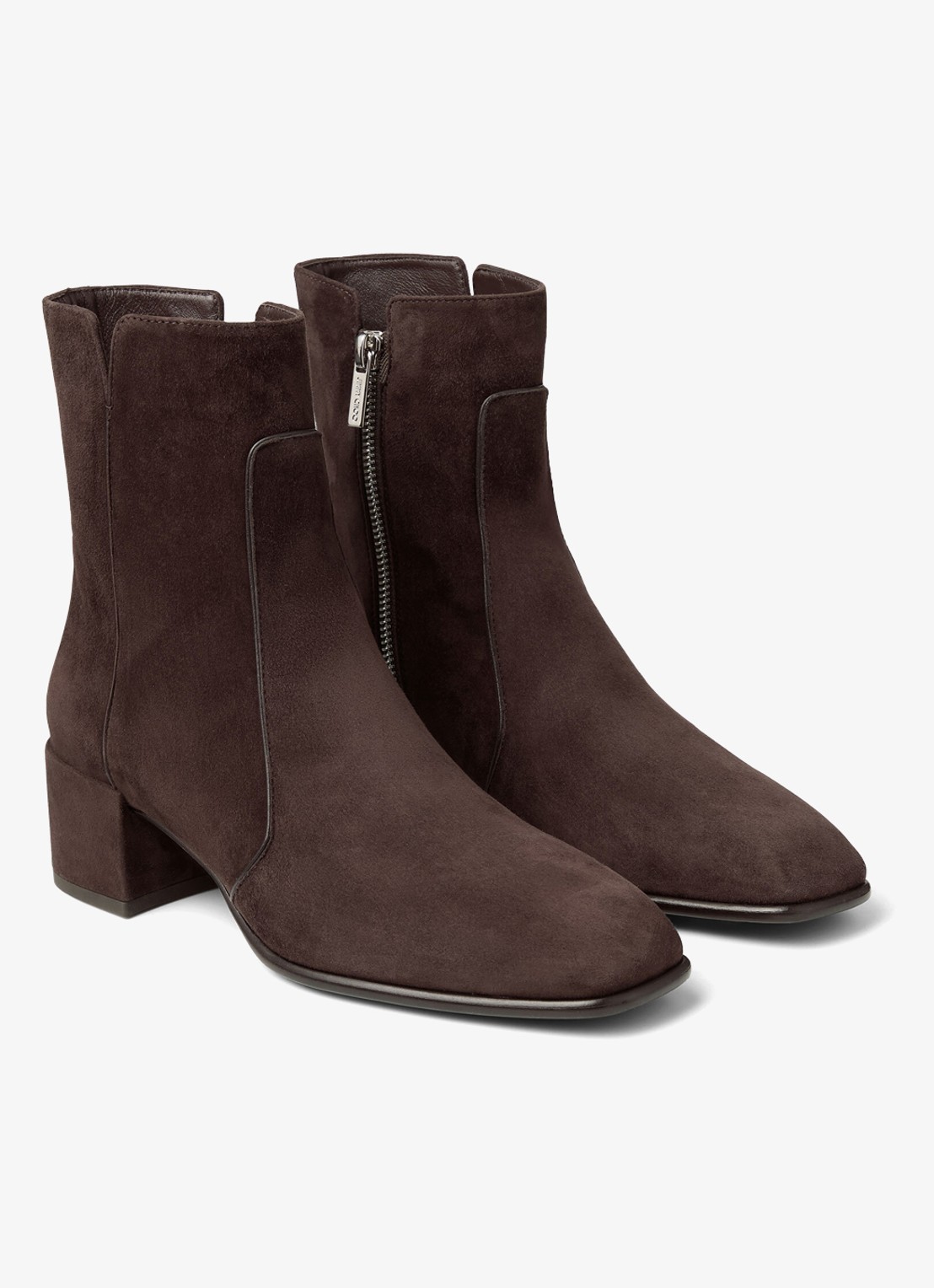 Jimmy Choo Eliot 45 enkellaarsje van geitensuède - voorkant 2 donkerbruin