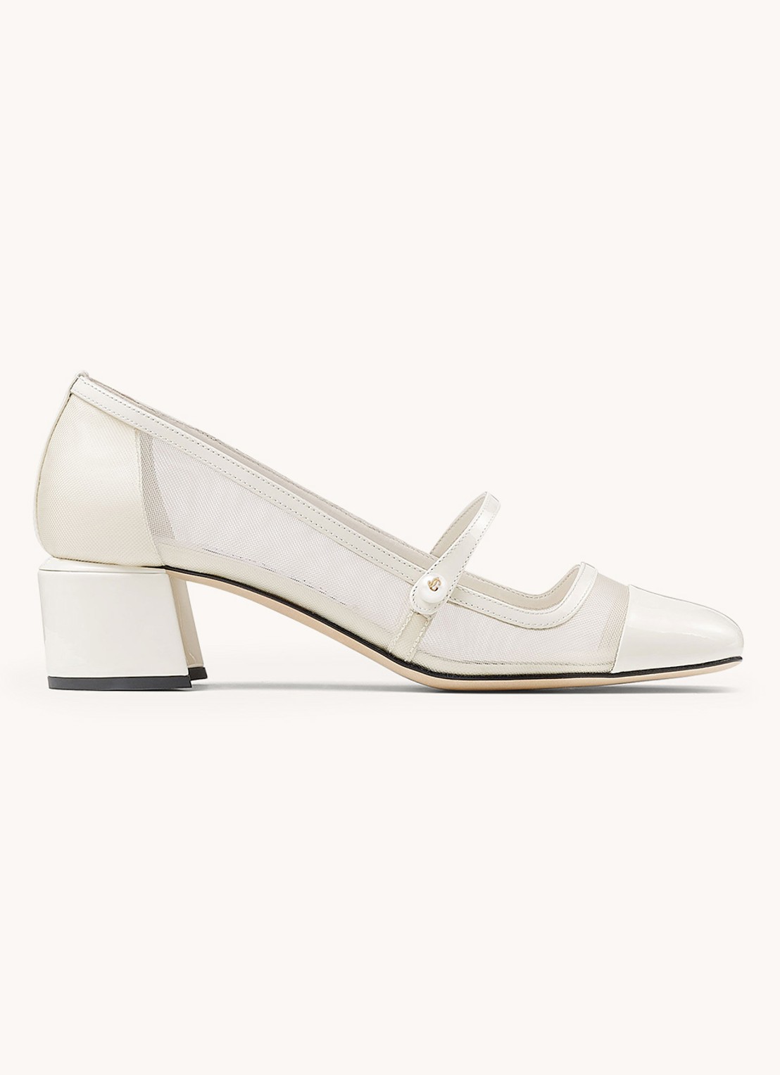 Jimmy Choo Elisa 45 pump met kalfsleren details - voorkant 4 gebroken wit