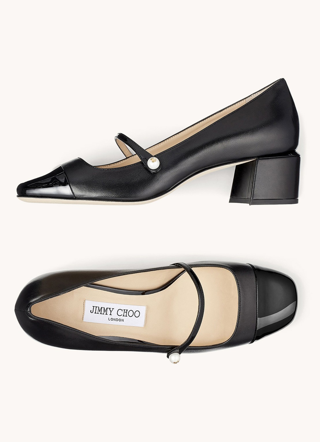 Jimmy Choo Elisa 45 pump van lamsleer - detail 3 zwart