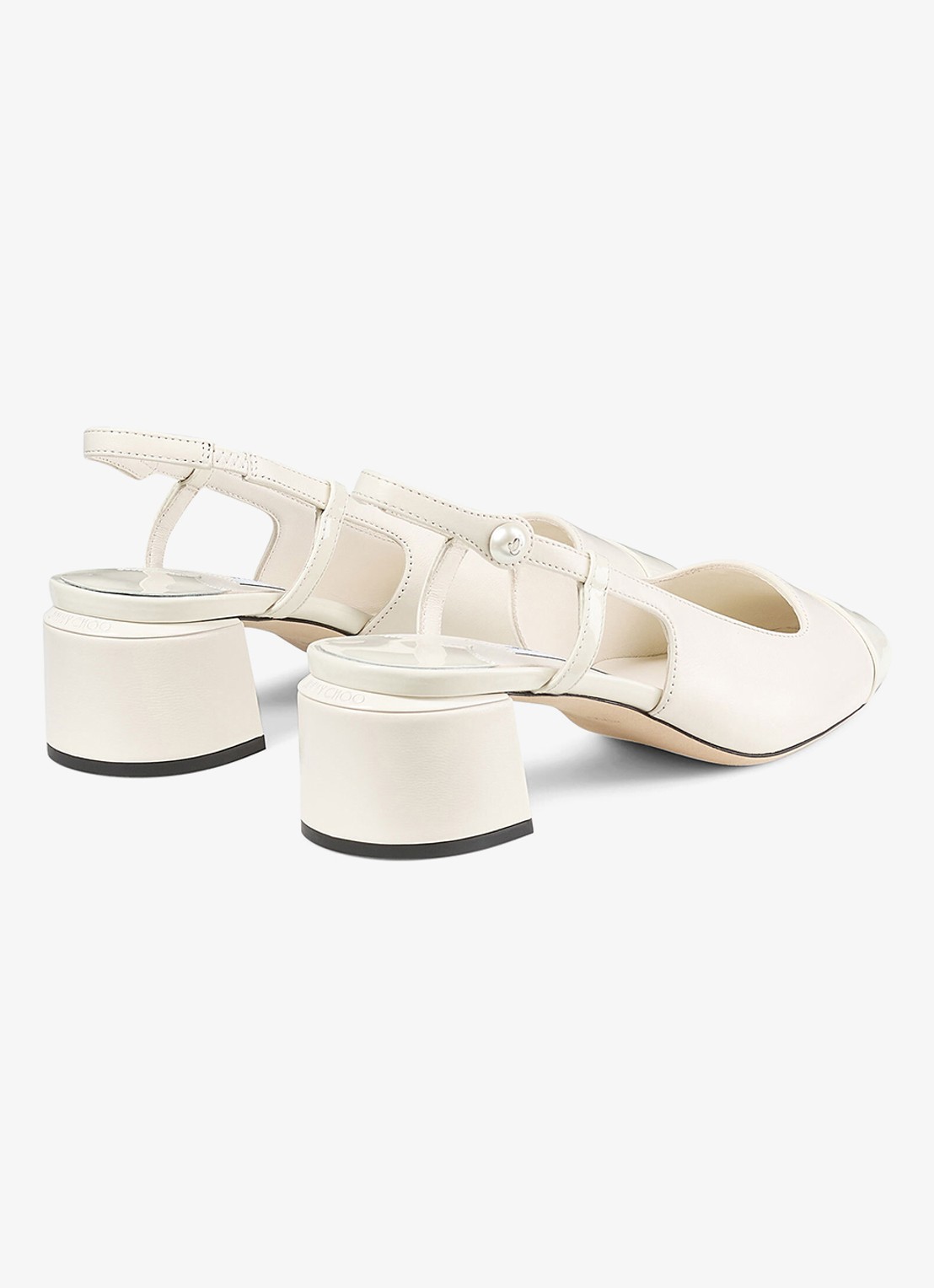 Jimmy Choo Elisa 45 slingback van leer met lakfinish - achterkant 5 gebroken wit