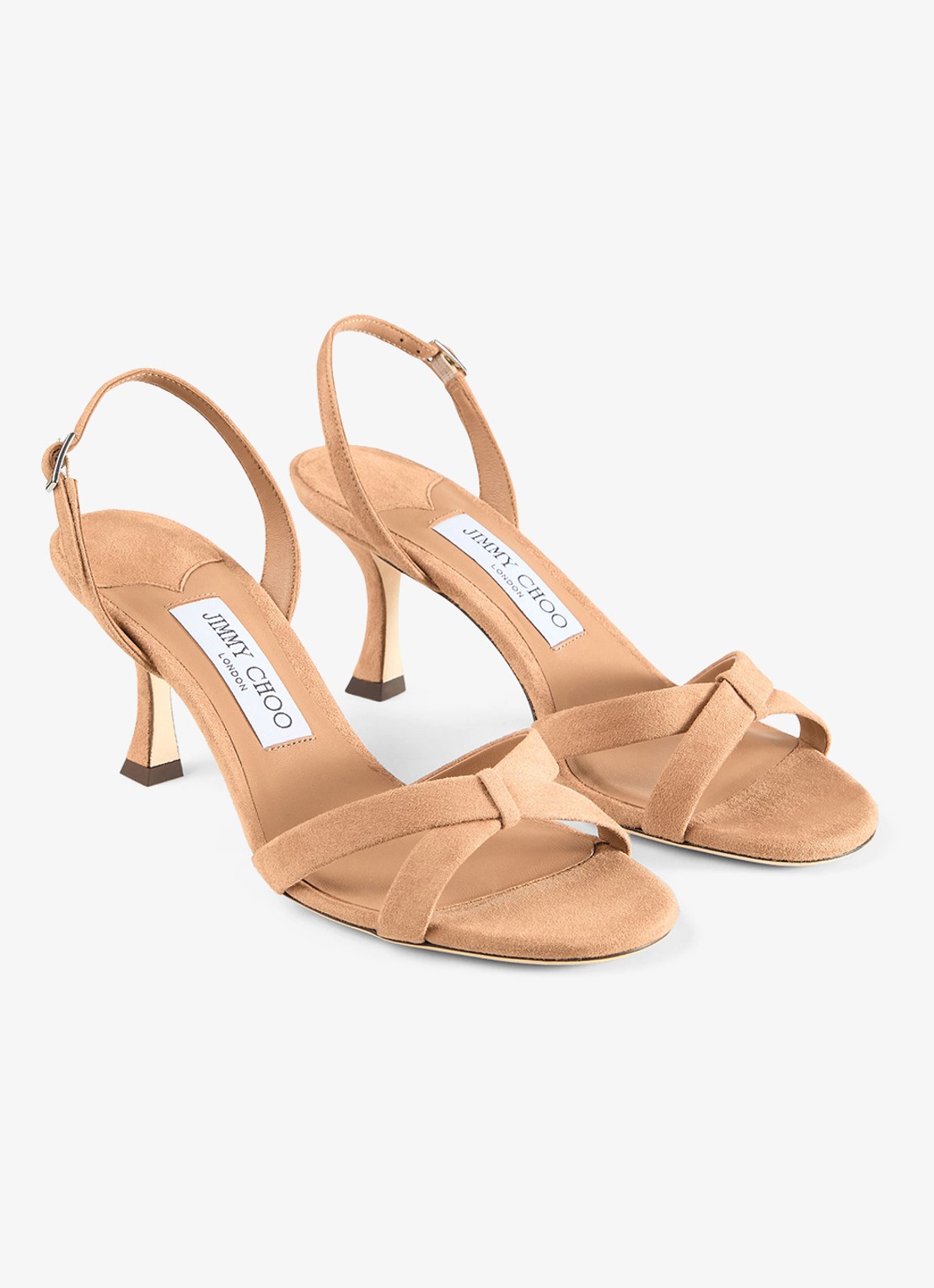 Jimmy Choo Elsy 70 sandalette van geitensuède - detail lichtbruin