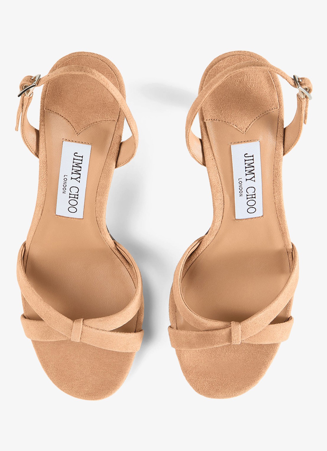 Jimmy Choo Elsy 70 sandalette van geitensuède - detail 2 lichtbruin