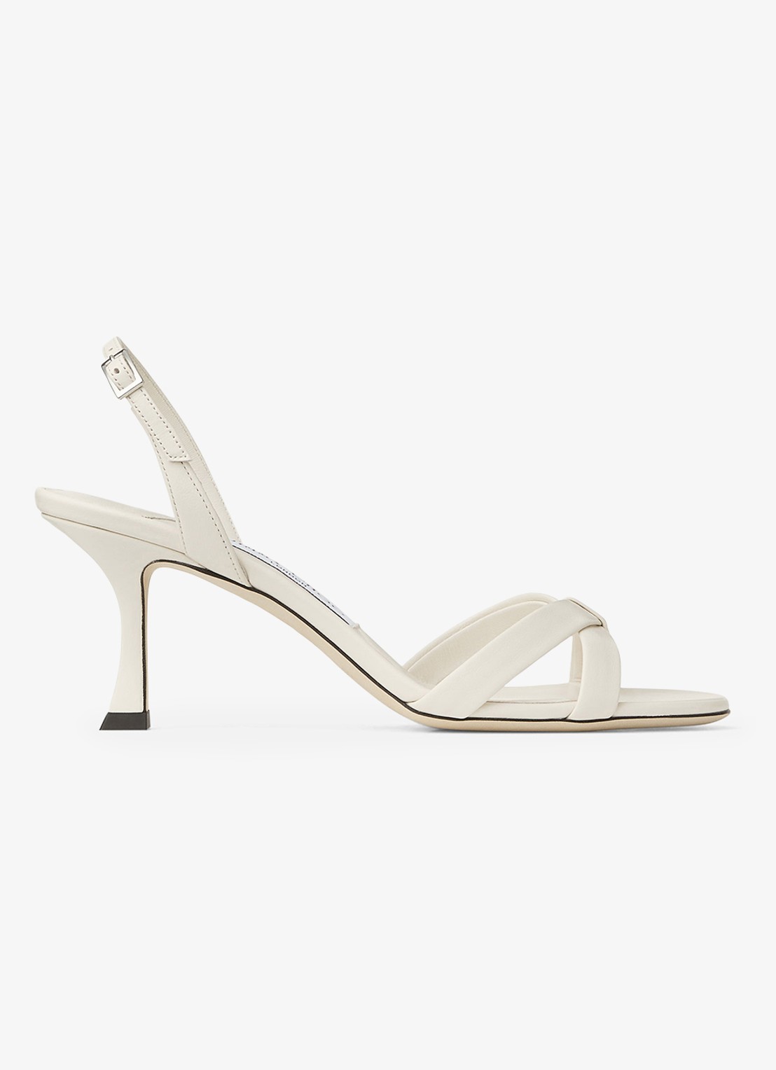Jimmy Choo Elsy 70 sandalette van lamsleer - voorkant 5 gebroken wit