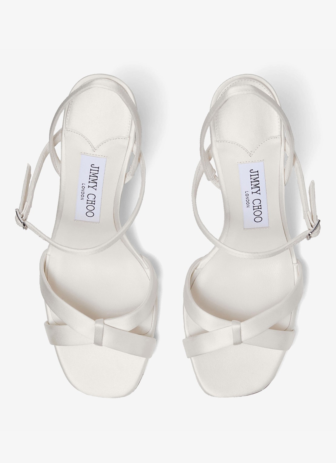 Jimmy Choo Elsy/Bh 85 sandalette van lamsleer met details van satijn - detail 2 ivoor