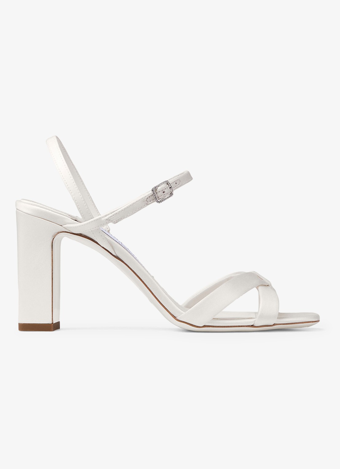 Jimmy Choo Elsy/Bh 85 sandalette van lamsleer met details van satijn - voorkant 4 ivoor