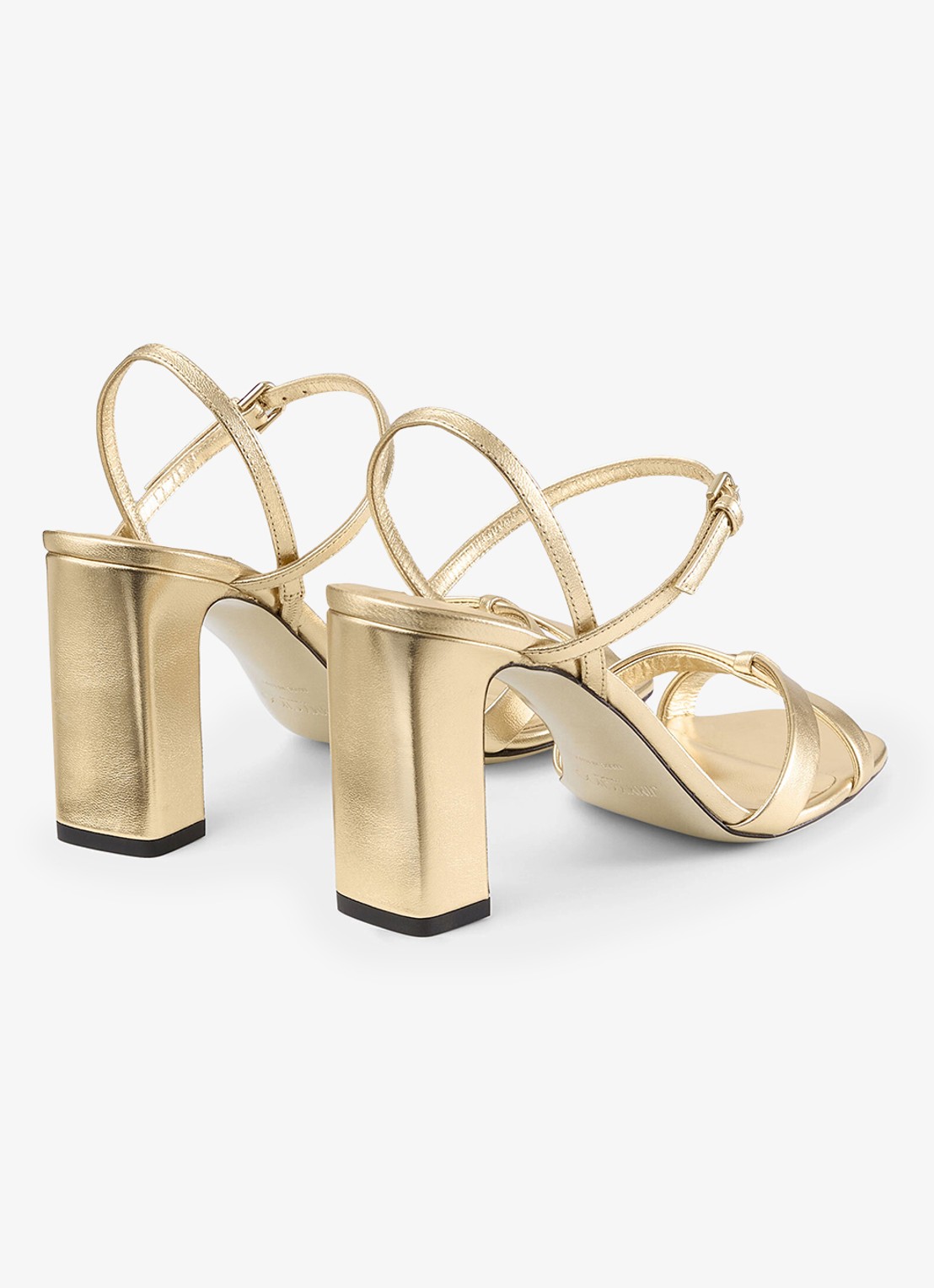 Jimmy Choo Elsy/Bh 85 sandalette van lamsleer met metallic finish - achterkant 5 goud