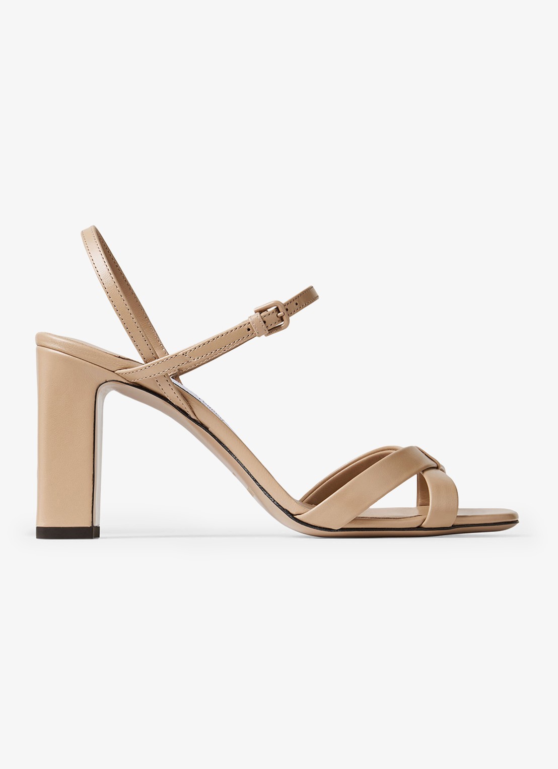 Jimmy Choo Elsy/Bh 85 sandalette van lamsleer - voorkant beige