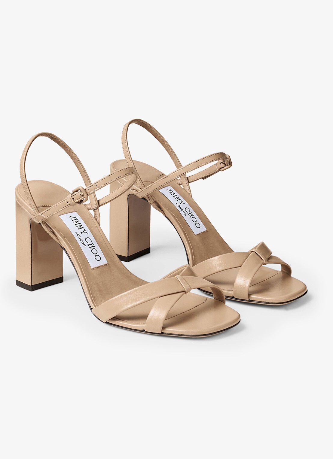 Jimmy Choo Elsy/Bh 85 sandalette van lamsleer - voorkant 2 beige
