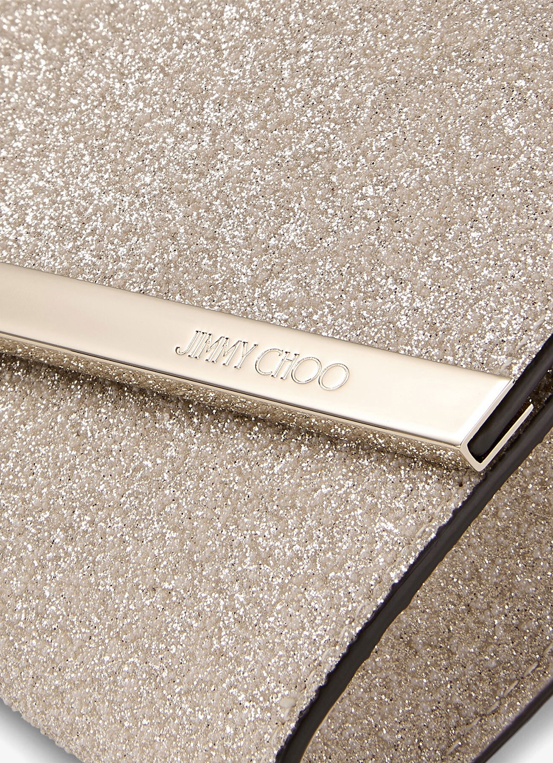 Jimmy Choo Emmie clutch met glitter en afneembare schouderriem - detail 4 beige